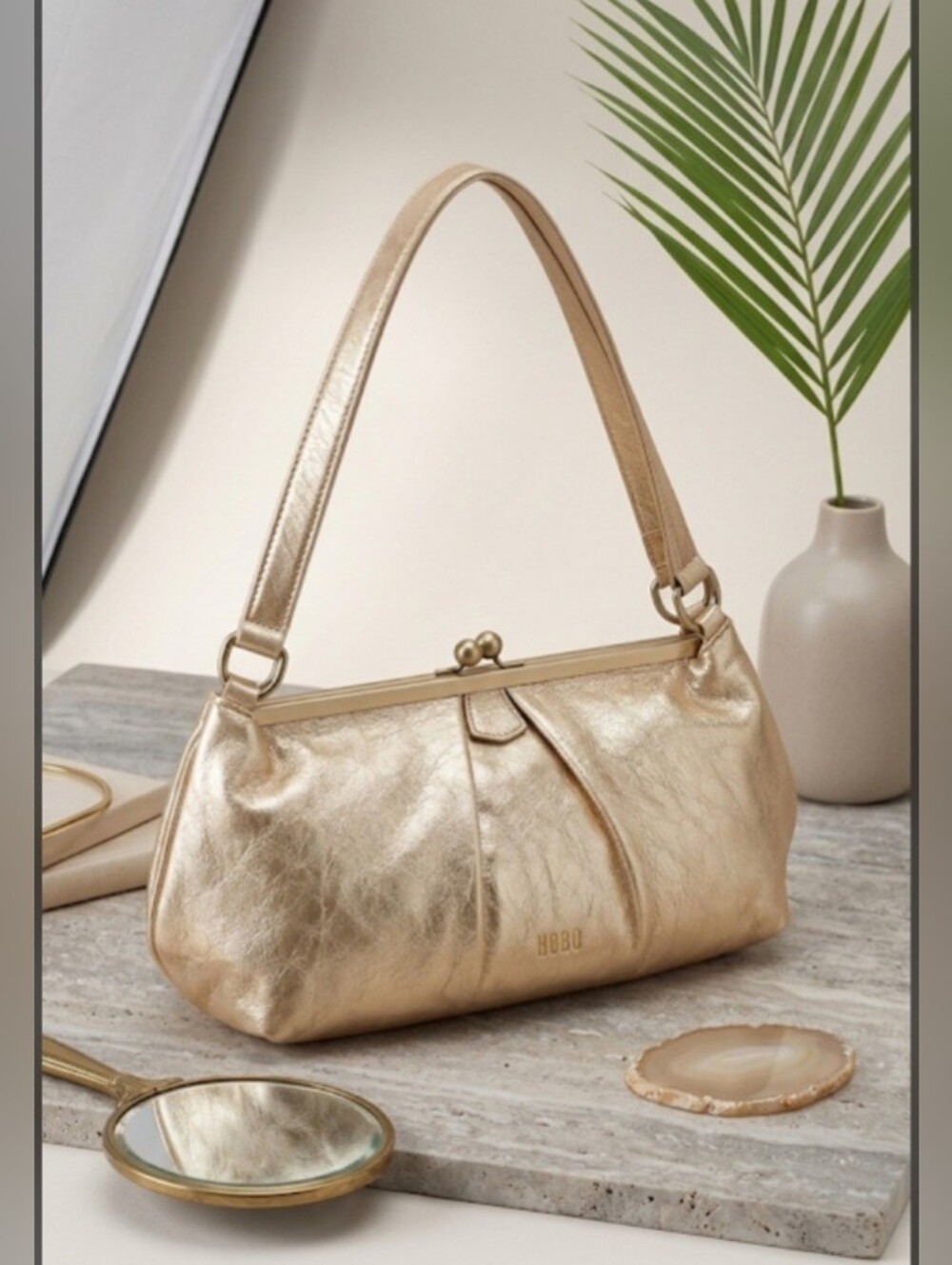 Y2K HOBO Cream Shimmerimg Shoulder Handbag! Rare!